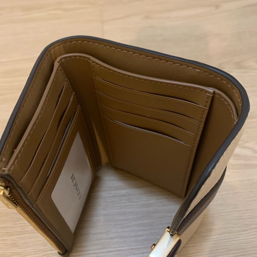 Coach 金屬LOGO經典C字印花拼接三折零錢中夾-6
