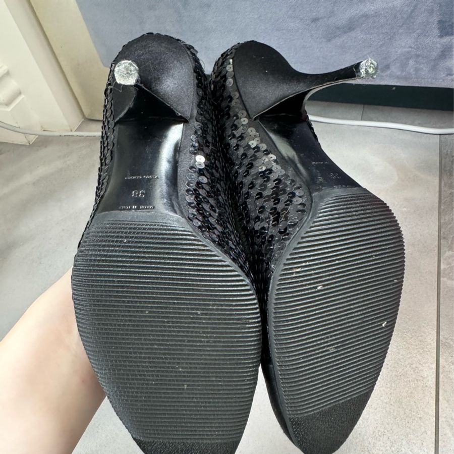 Prada 亮片 黑色高跟鞋-4