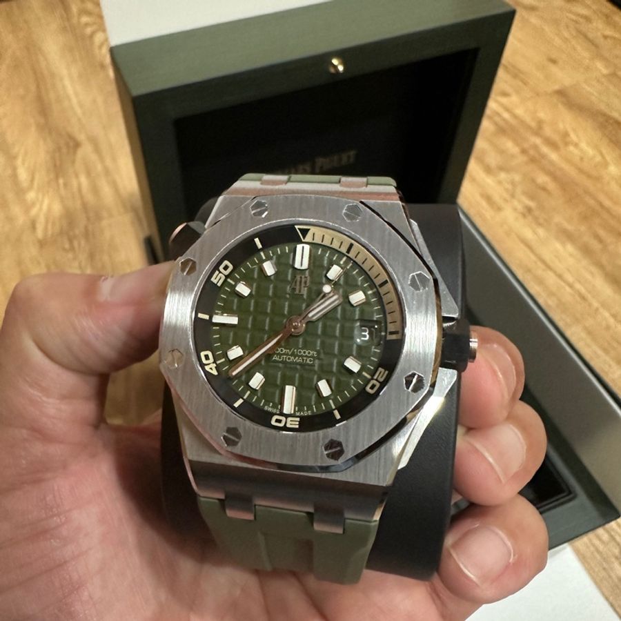 AP~愛彼皇家橡樹離岸型潛水腕錶 ~橄欖綠玫瑰金,綠水鬼-1