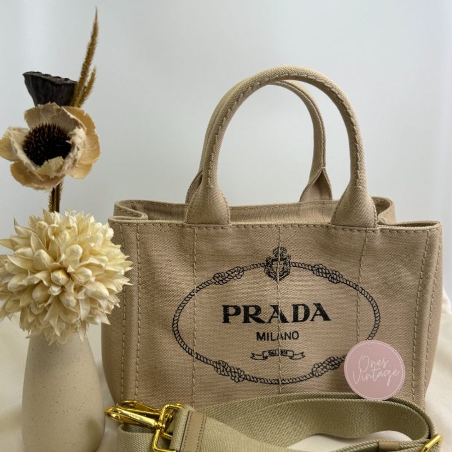 Prada Canapa Handbag in Brown 帆布袋-0
