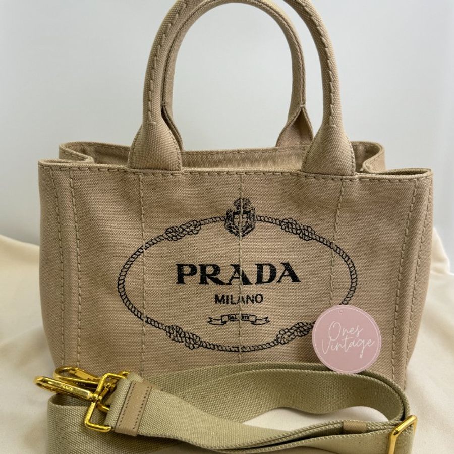 Prada Canapa Handbag in Brown 帆布袋-1