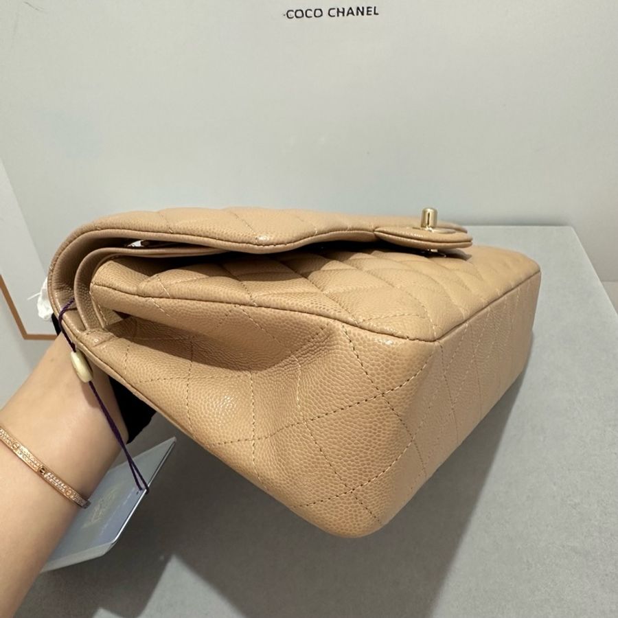 Chanel Caviar CF25 荔枝皮奶茶金扣-5