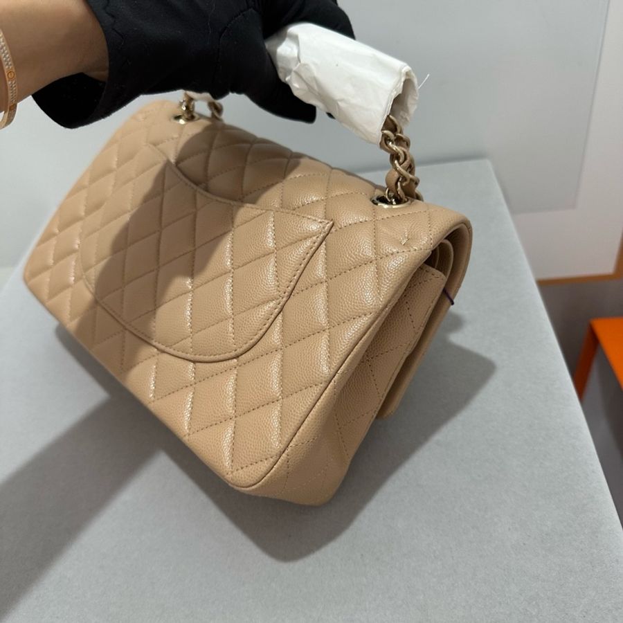 Chanel Caviar CF25 荔枝皮奶茶金扣-6