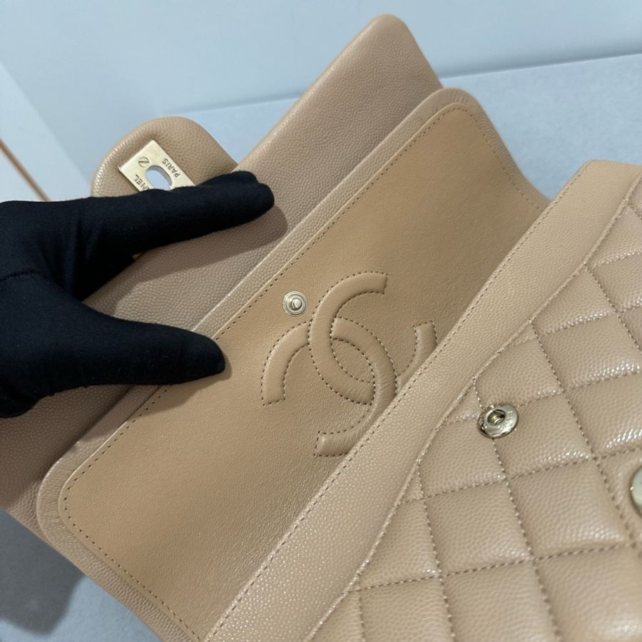 Chanel Caviar CF25 荔枝皮奶茶金扣-8