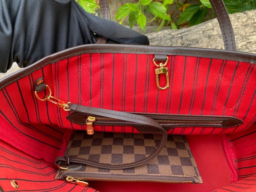 近新Louis Vuitton棋盤格Neverfull PM小款抽繩束口購物包M40600原N41359-12