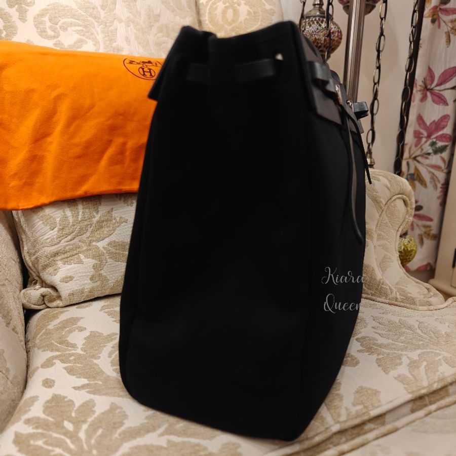 ✨馬年成為養馬人🔥Hermès Hermes herbag cabas 40 vintage bag 愛馬仕 黑色 大托特包 帆布包 手袋 側揹包 手提包 媽媽包 上班族 電腦包 筆電包 公事包-13