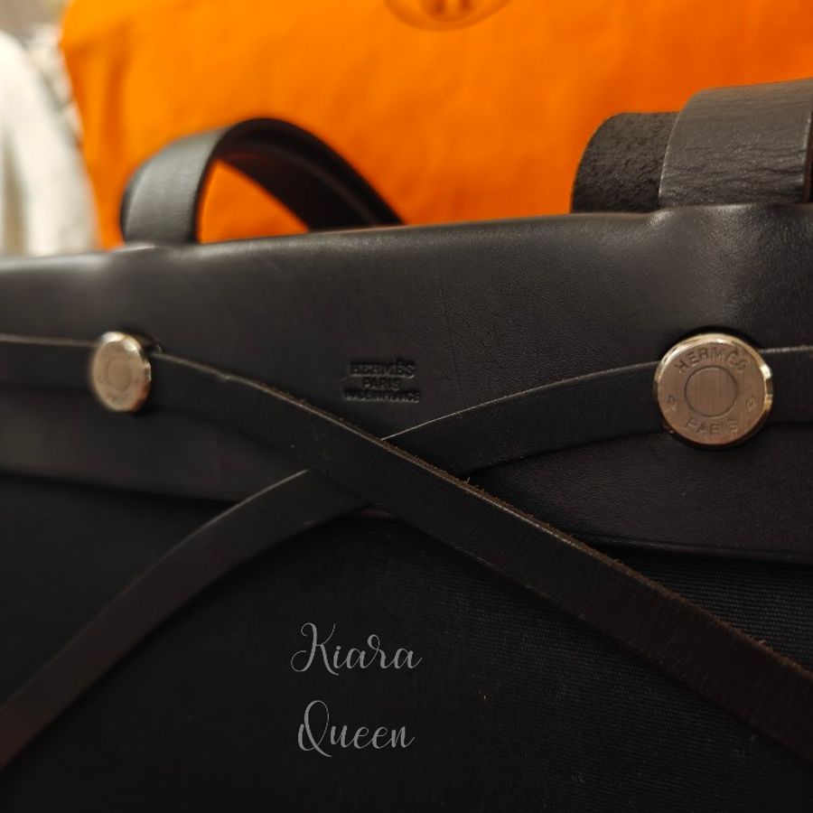 ✨馬年成為養馬人🔥Hermès Hermes herbag cabas 40 vintage bag 愛馬仕 黑色 大托特包 帆布包 手袋 側揹包 手提包 媽媽包 上班族 電腦包 筆電包 公事包-27