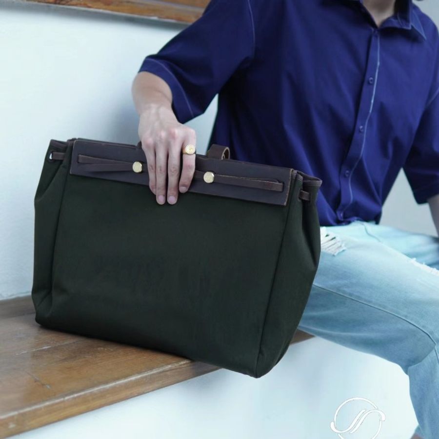 ✨馬年成為養馬人🔥Hermès Hermes herbag cabas 40 vintage bag 愛馬仕 黑色 大托特包 帆布包 手袋 側揹包 手提包 媽媽包 上班族 電腦包 筆電包 公事包-4