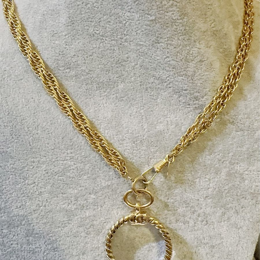Chanel Vintage古董重工款雙層長鍊放大鏡/毛衣鏈-2