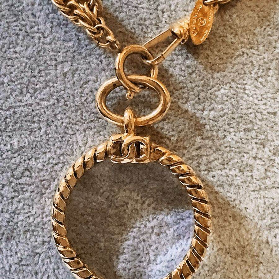 Chanel Vintage古董重工款雙層長鍊放大鏡/毛衣鏈-3
