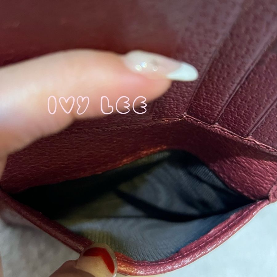 GUCCI 古馳 120932 GG 圖案 GG 帆布 x 皮革雙折錢包 短夾 棕色拼紅 二手精品-8