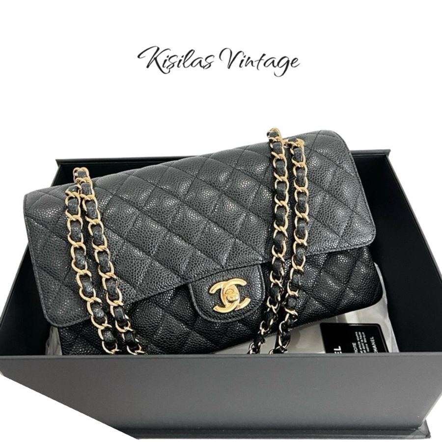 Chanel Caviar CF25 荔枝皮金扣-0