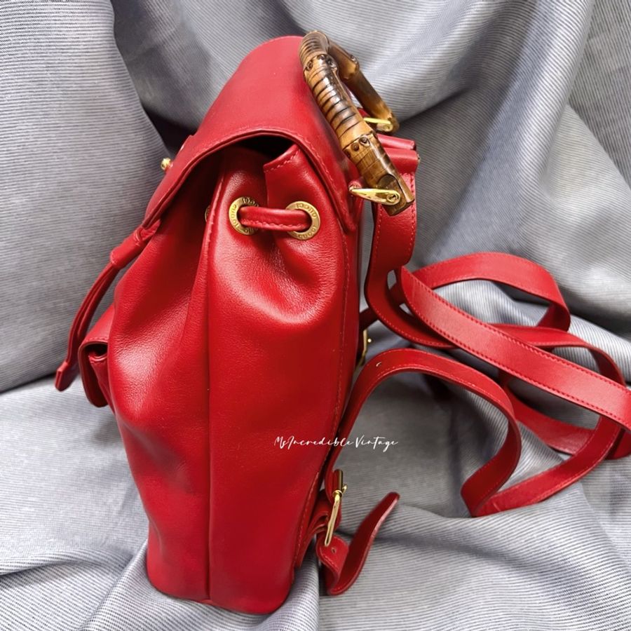 Gucci 紅色竹節小背囊/小背包-2