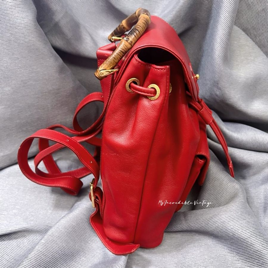 Gucci 紅色竹節小背囊/小背包-3