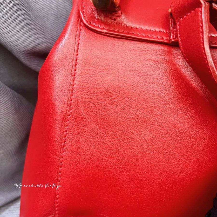 Gucci 紅色竹節小背囊/小背包-14