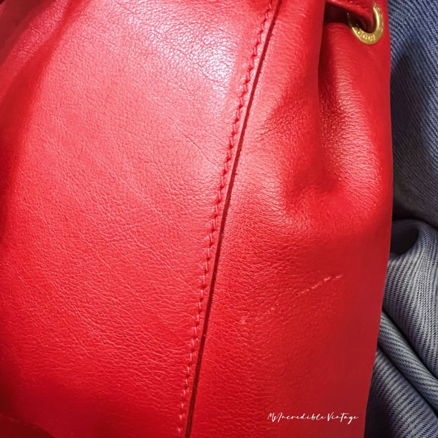 Gucci 紅色竹節小背囊/小背包-15