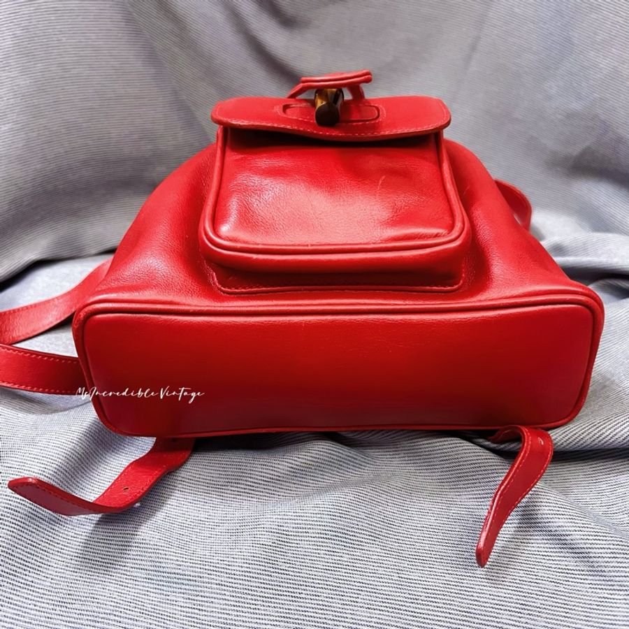 Gucci 紅色竹節小背囊/小背包-16