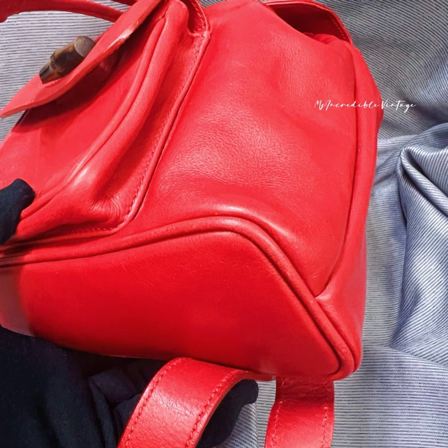Gucci 紅色竹節小背囊/小背包-18