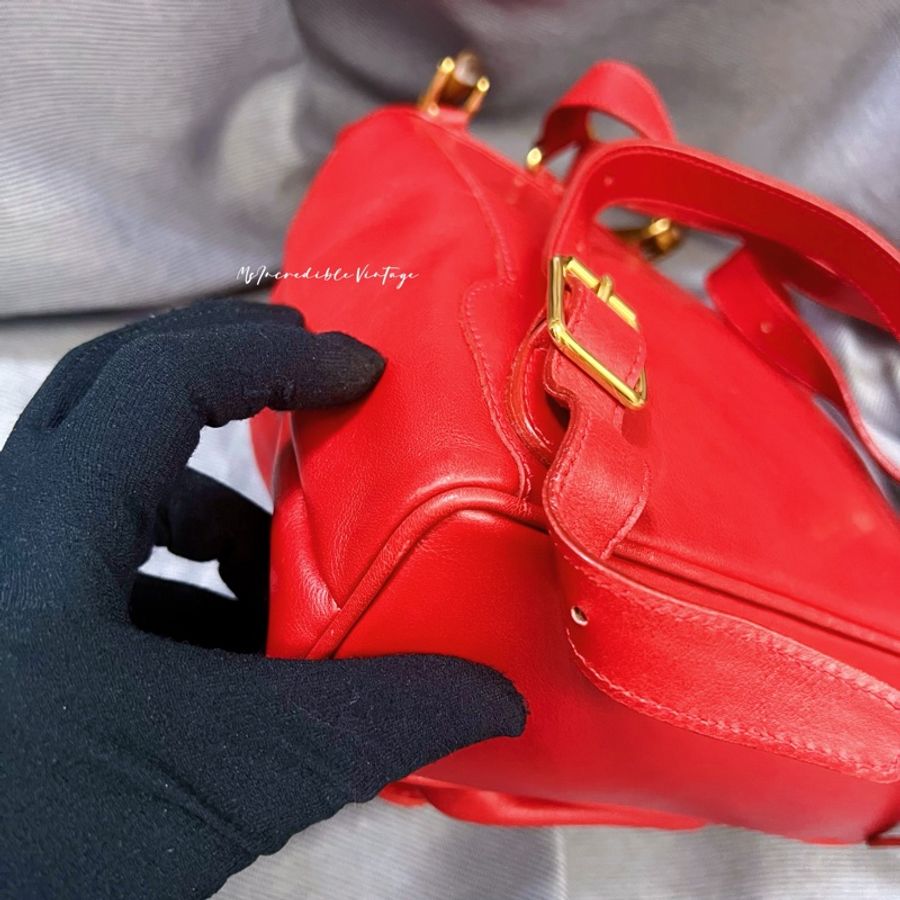 Gucci 紅色竹節小背囊/小背包-19