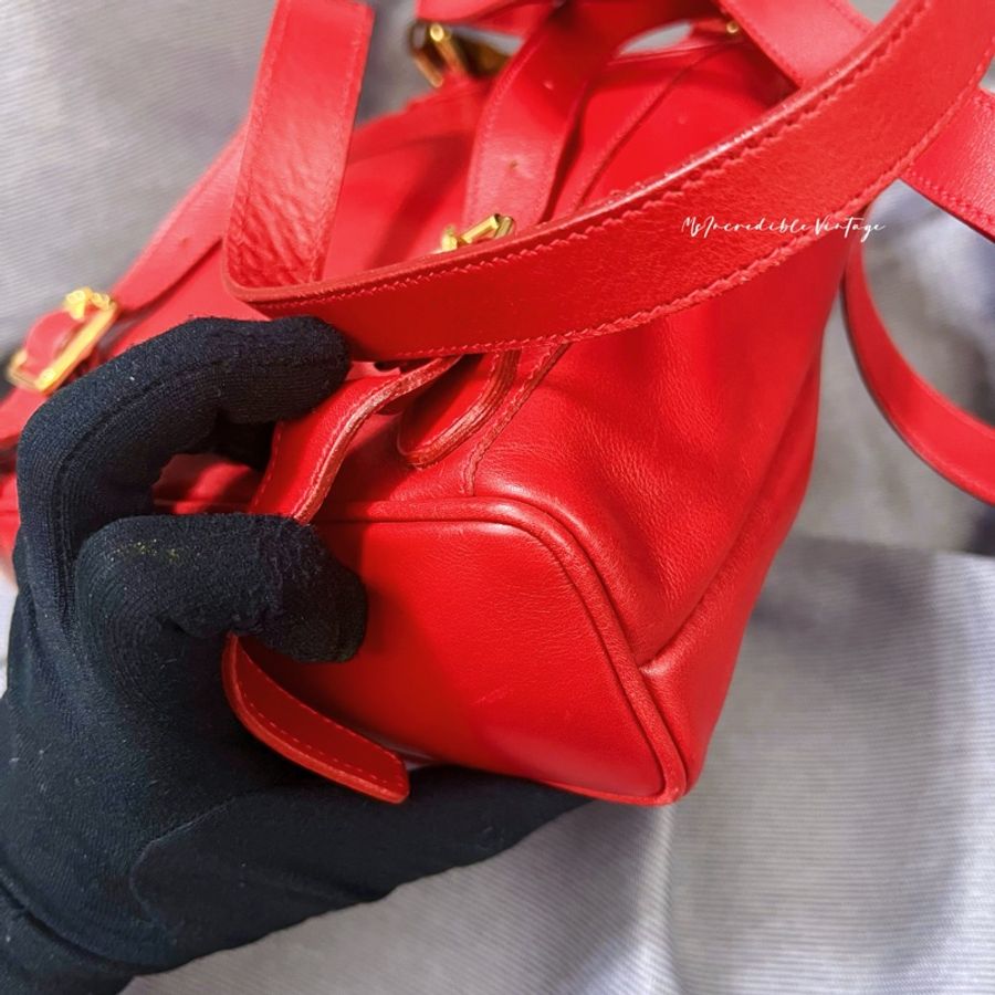 Gucci 紅色竹節小背囊/小背包-20