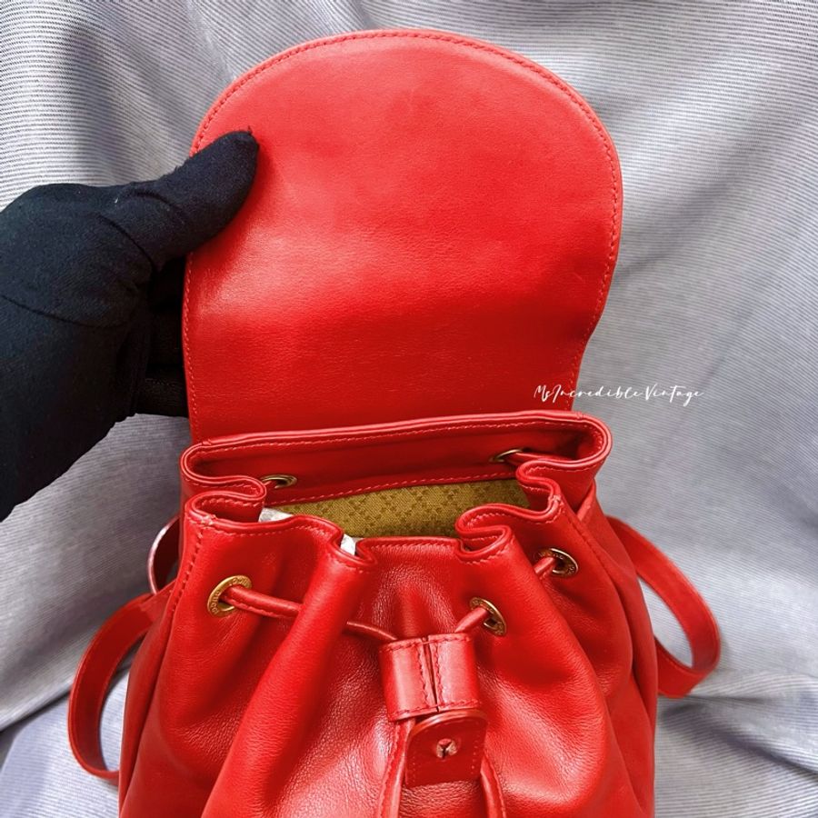 Gucci 紅色竹節小背囊/小背包-21