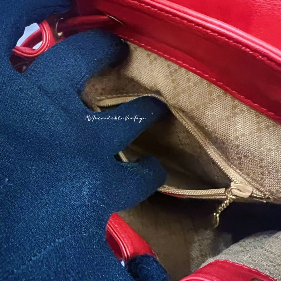 Gucci 紅色竹節小背囊/小背包-25