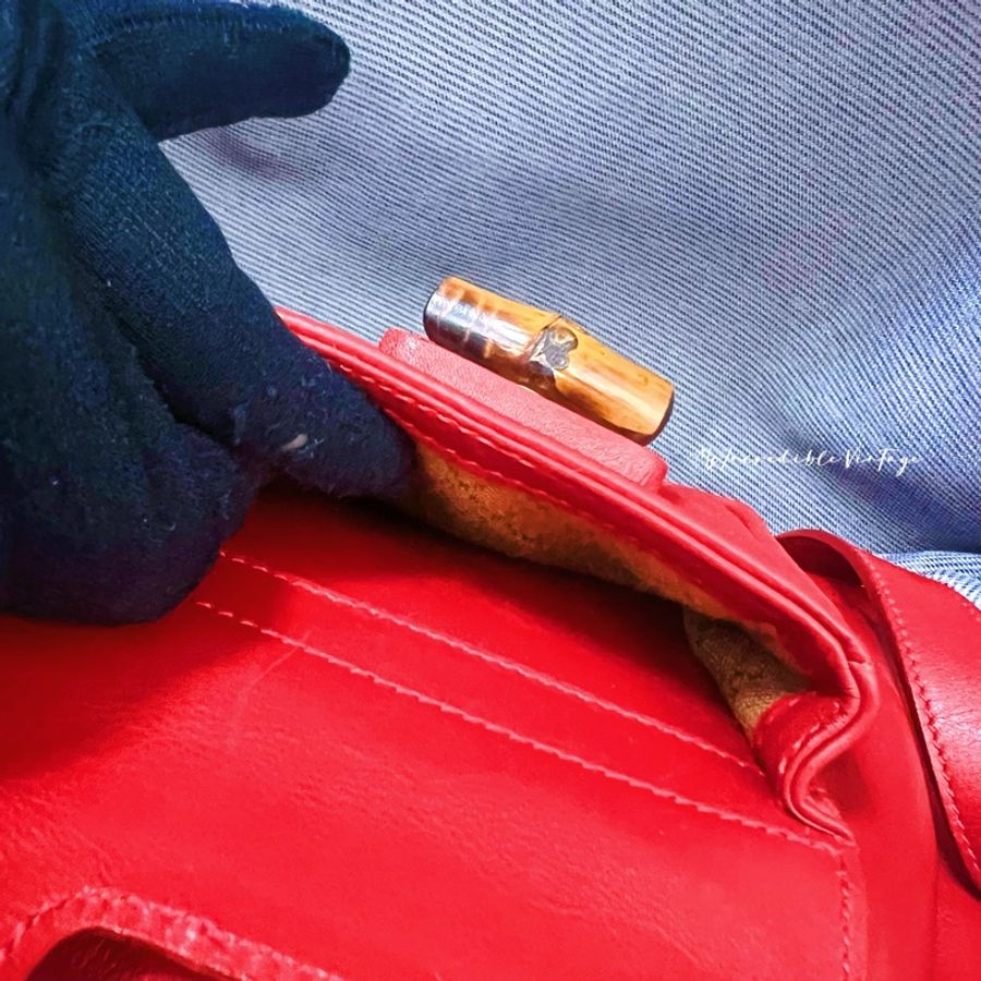 Gucci 紅色竹節小背囊/小背包-26