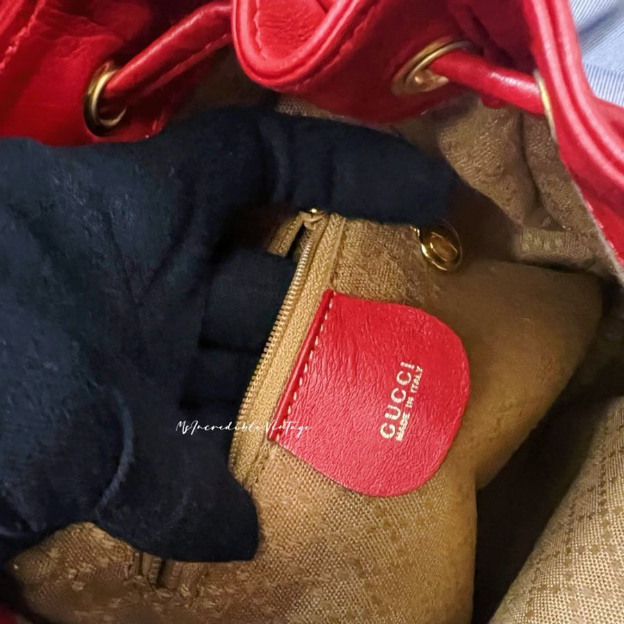 Gucci 紅色竹節小背囊/小背包-27
