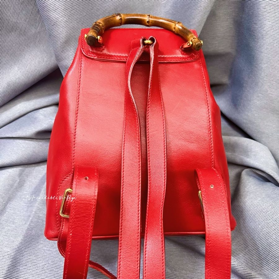 Gucci 紅色竹節小背囊/小背包-29