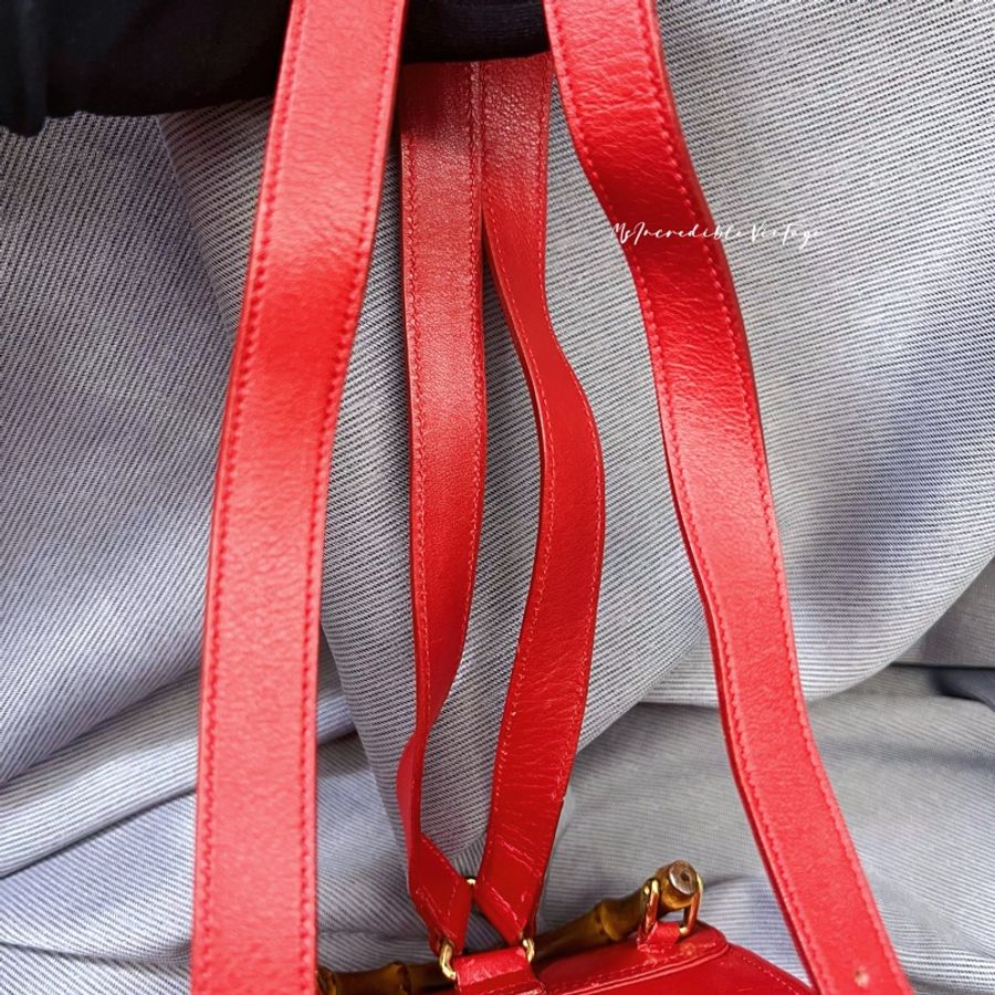 Gucci 紅色竹節小背囊/小背包-31