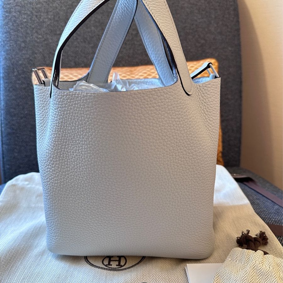 Hermes Picotin 18 聖杯藍X銀扣W刻-5