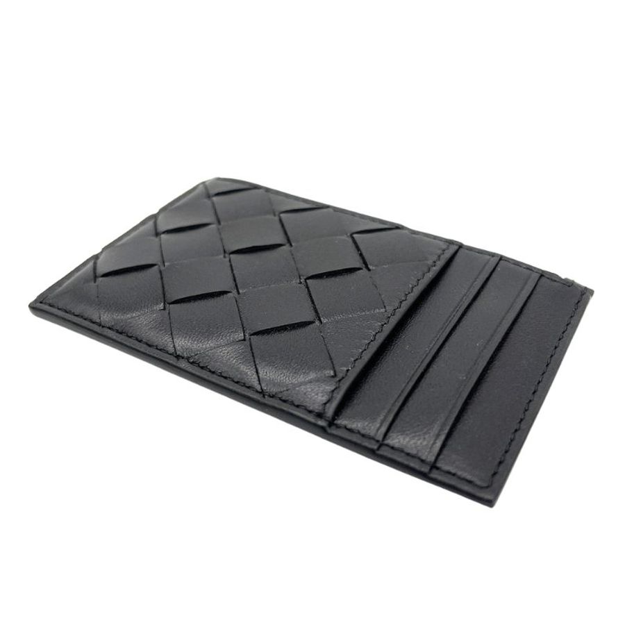 Bottega Veneta 編織皮革拉鍊零錢片卡包(680613-黑)-3