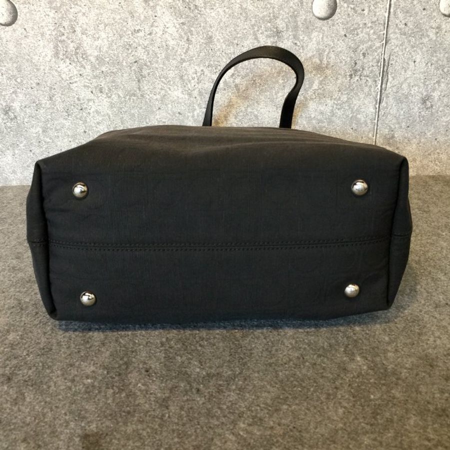 SALVATORE FERRAGAMO 黑色布面 LOGO直立 購物包 /肩背包/側肩包-7
