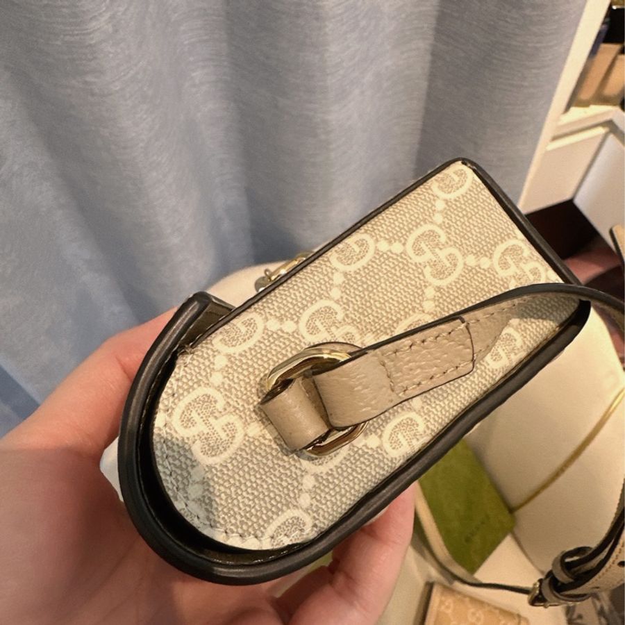 Gucci Horsebit 1955馬銜釦系列 老花小盒子包(奶茶色)-10