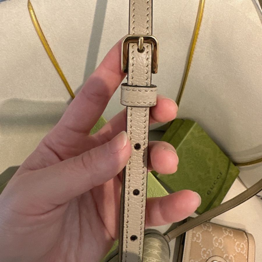 Gucci Horsebit 1955馬銜釦系列 老花小盒子包(奶茶色)-11