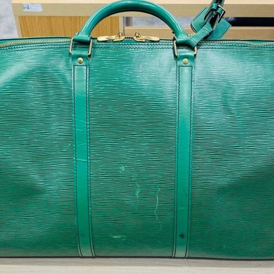 Louis Vuitton epi 水波紋綠色 vintage 55公分keepall 手提包/旅行袋/行李包-7