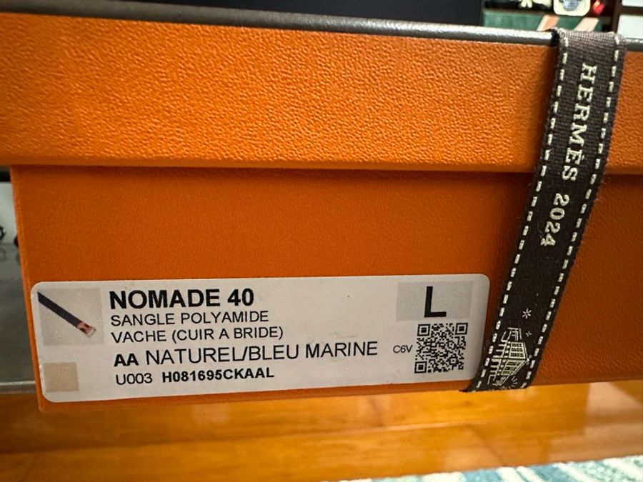 Hermes 稀有深藍色帆布皮帶 L-4