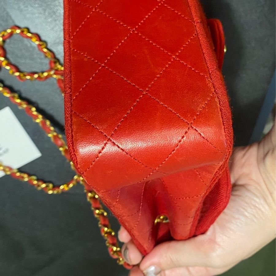 香奈兒Chanel mini Square bag 布面方胖子-8