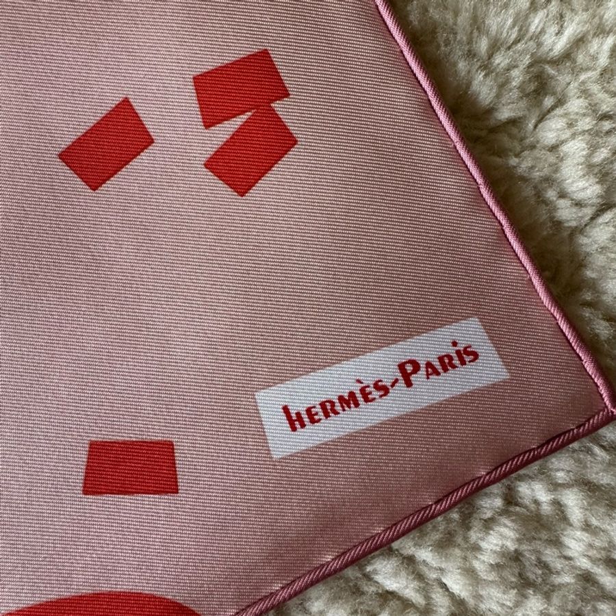 Hermes Just Married 粉咖45方巾-11
