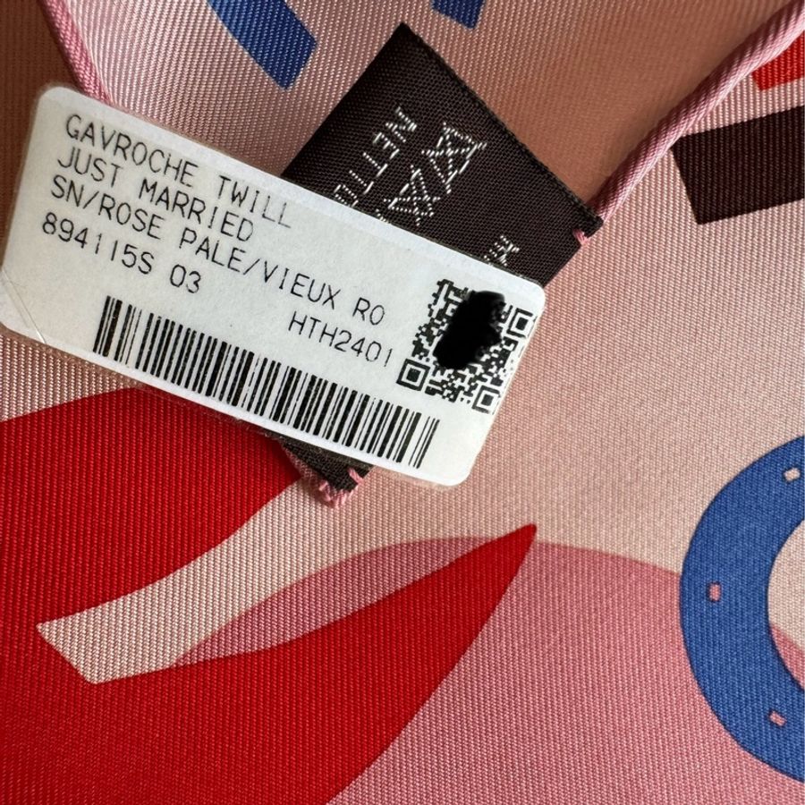 Hermes Just Married 粉咖45方巾-13