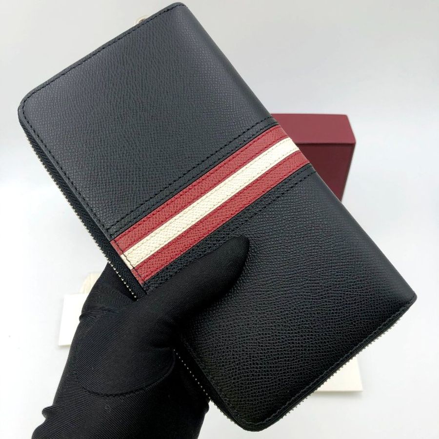【全套配件】BALLY 經典紅白條紋拉鍊長夾,手拿包,公事包,隨身包,辦公包,業務包,二手真品,現貨,免運-7