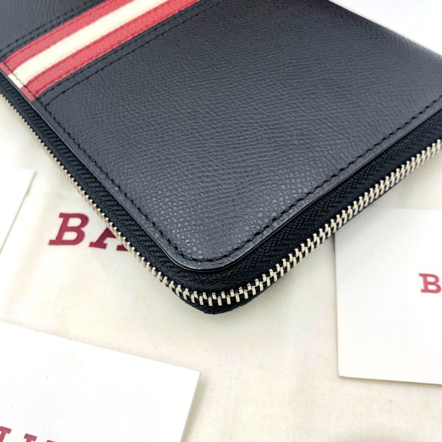 【全套配件】BALLY 經典紅白條紋拉鍊長夾,手拿包,公事包,隨身包,辦公包,業務包,二手真品,現貨,免運-22