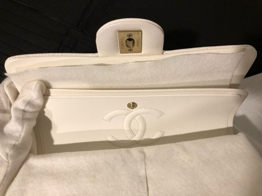 CHANEL 經典11.12口蓋包 全新粒紋牛皮-11