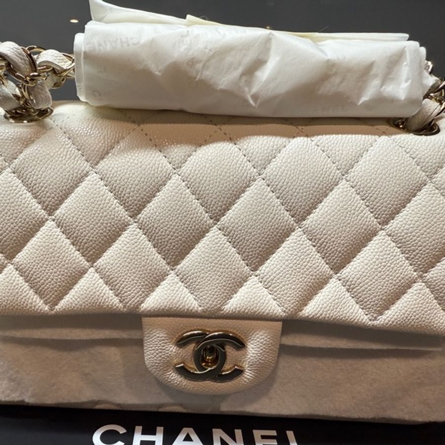 CHANEL 經典11.12口蓋包 全新粒紋牛皮-5