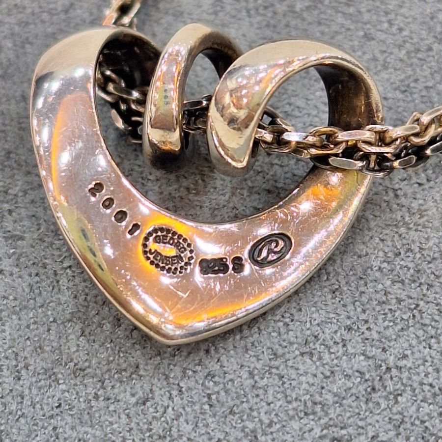 喬治傑生 GEORG JENSEN GJ 首刻 2001 設計師 心 愛心 銀鍊 雙鍊-7