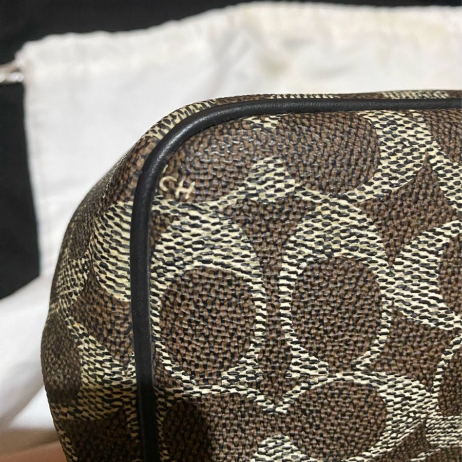 COACH 老花咖啡皮革肩背包 斜背包 側背包 單肩包-20