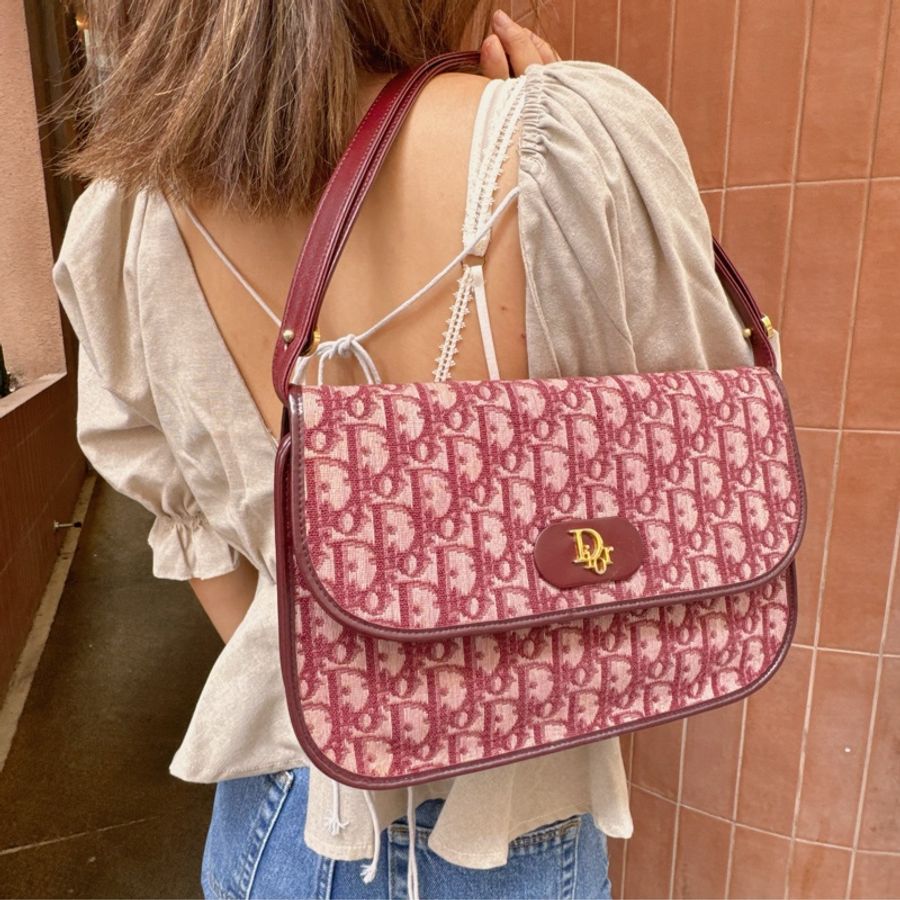 Christian Dior Trotter Shoulder Bag 老花緹花帆布腋下包-0