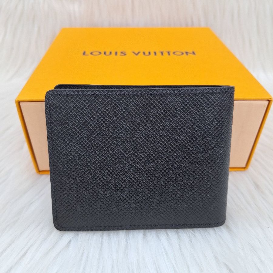 LV M30539 黑 TAIGA 全皮 荔枝皮 信用卡夾/ 名片夾/男短皮夾-2
