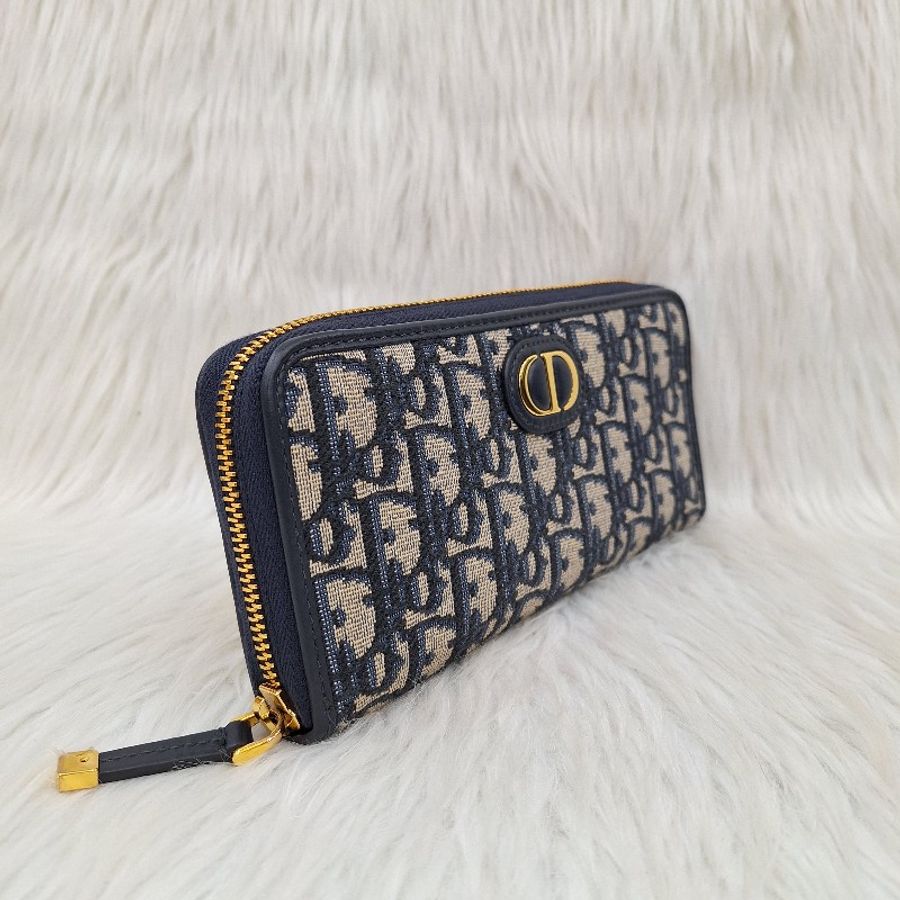 Dior S2094 30 Montaigne Voyageur 老花字紋緹花 拉鍊長皮夾-4