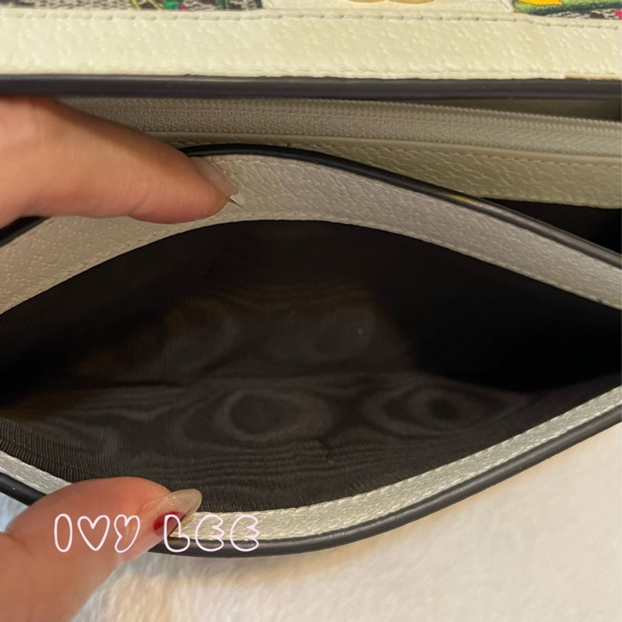 Gucci 523153 OPHIDIA 象牙色花卉 印花按扣折疊長夾 二手精品-10